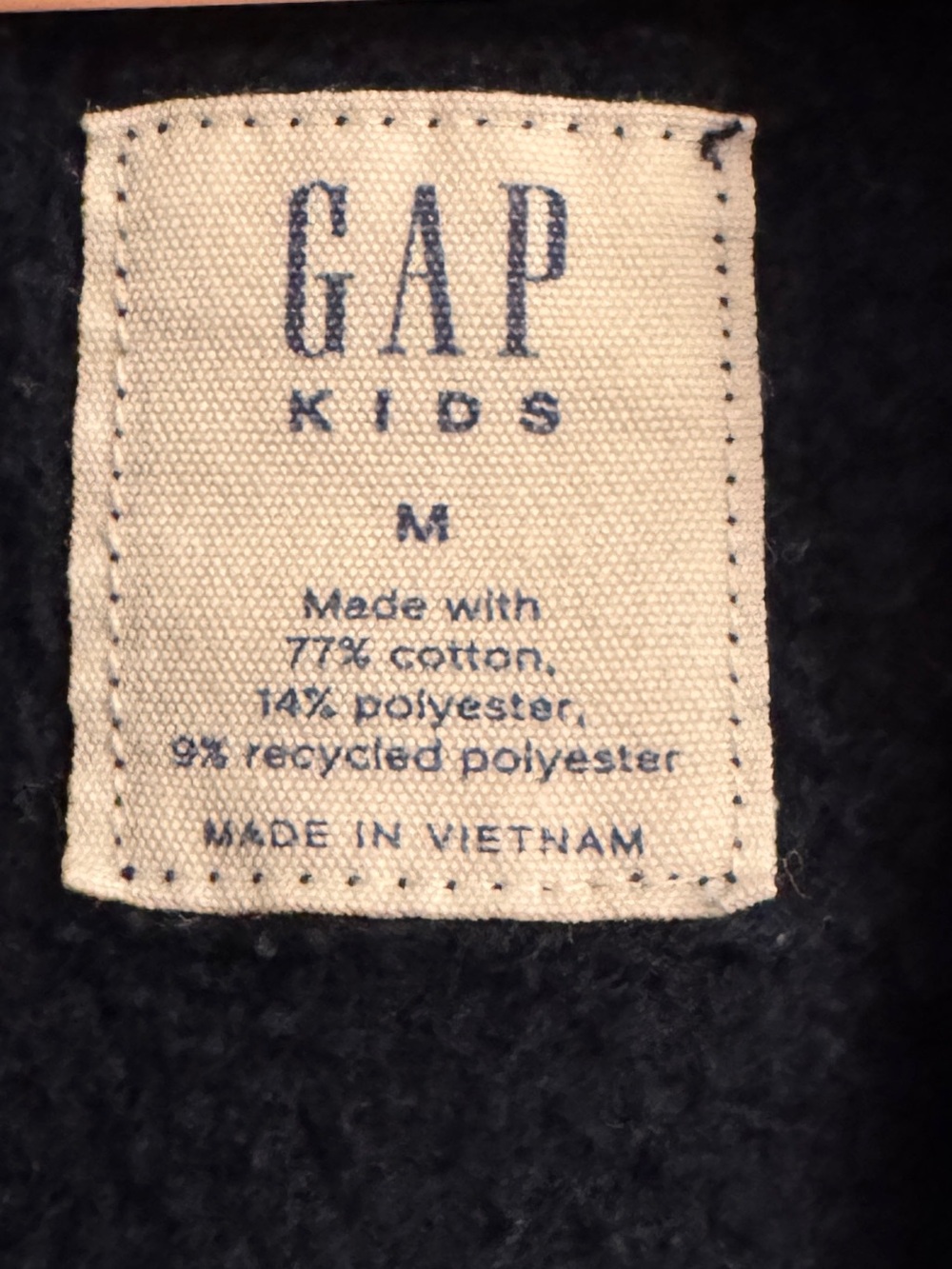 GAP Kids Navy Zip-Up Sweatshirt with American Flag Lettering Fourth of July, M - Picture 4 of 7